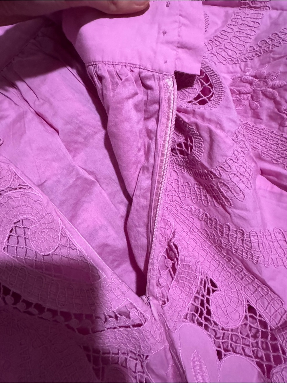 Sezane Pink Lace Midi Skirt with Front Slit - Picture 8 of 9